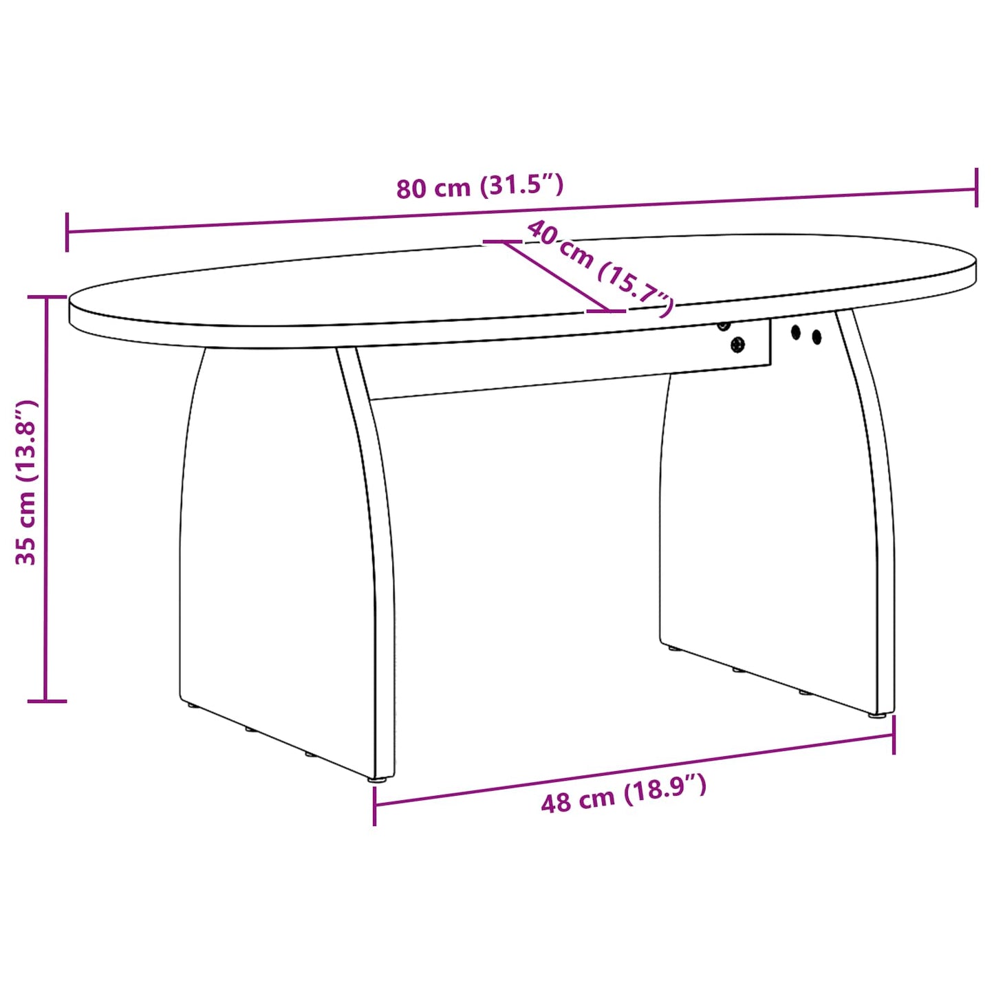 Tavolino da salotto Marrone 80 x 40 x 35 cm Pino massello | homemem39