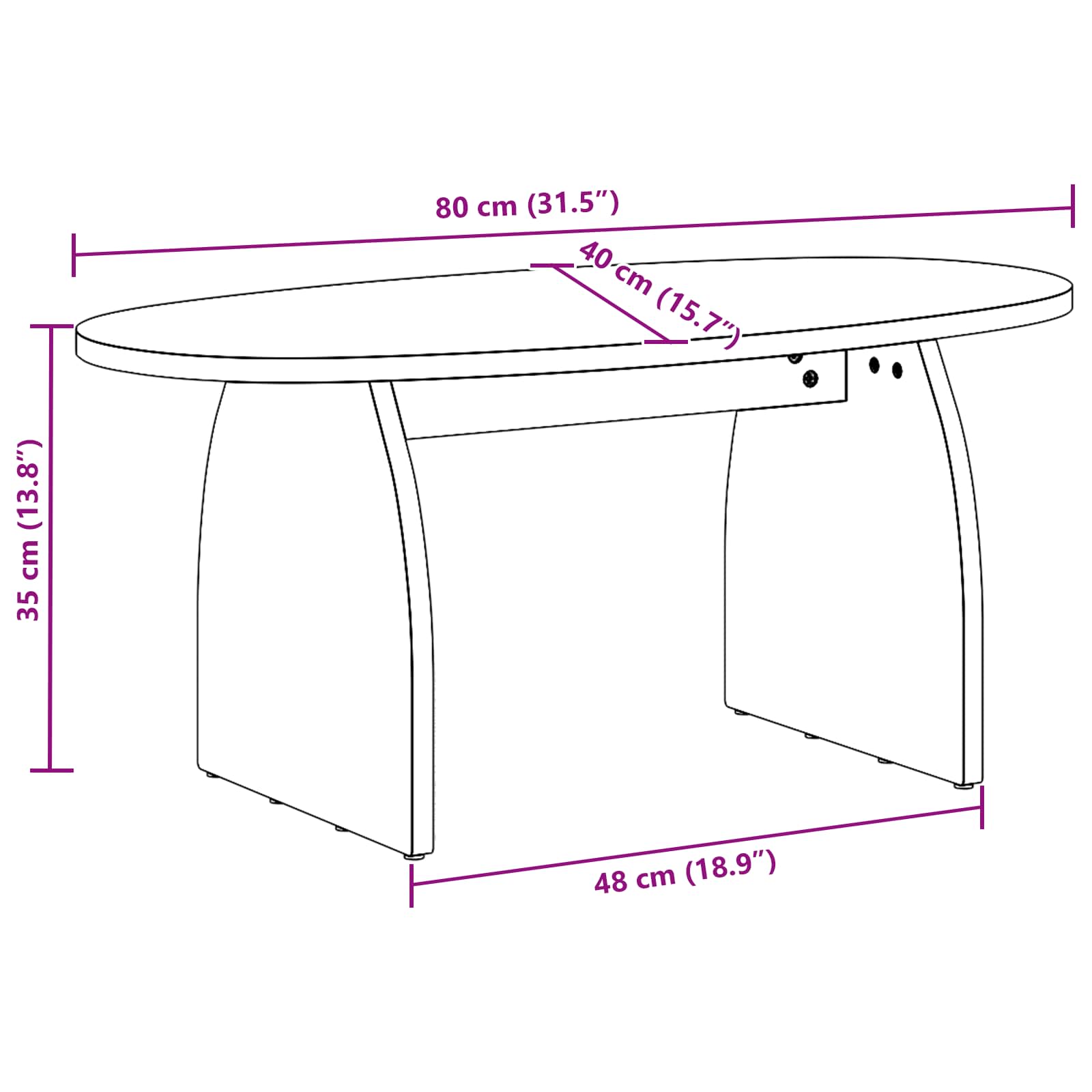 Tavolino da salotto Marrone 80 x 40 x 35 cm Pino massello | homemem39