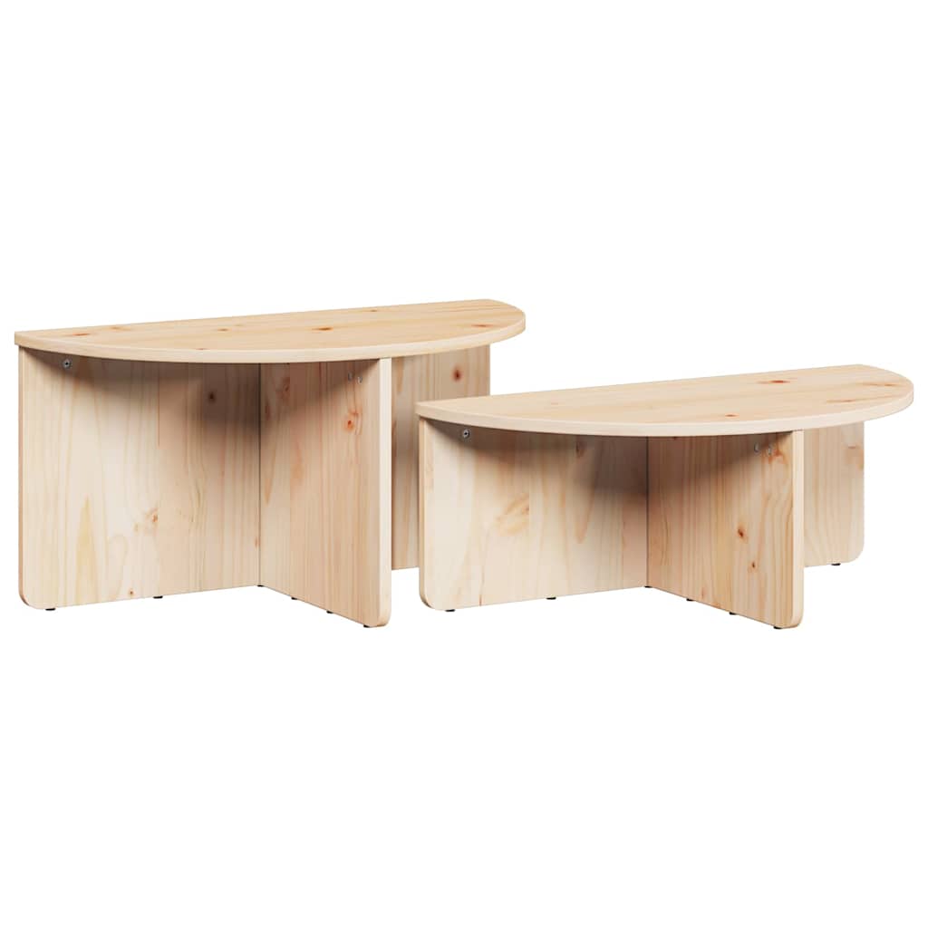 Tavolino da salotto 2 pcs Naturale Legno di pino massello