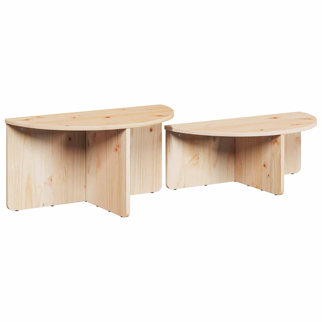 Tavolino da salotto 2 pcs Naturale Legno di pino massello