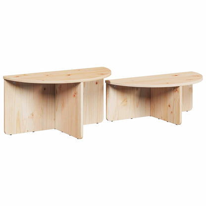 Tavolino da salotto 2 pcs Naturale Legno di pino massello