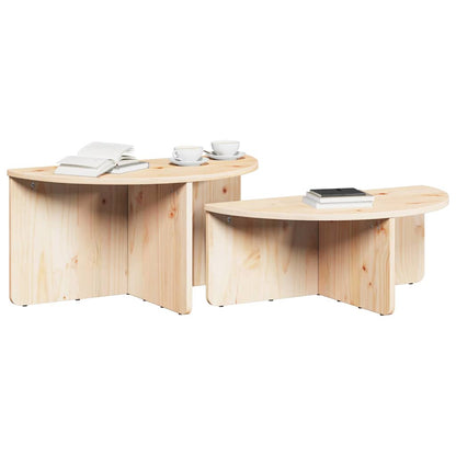 Tavolino da salotto 2 pcs Naturale Legno di pino massello