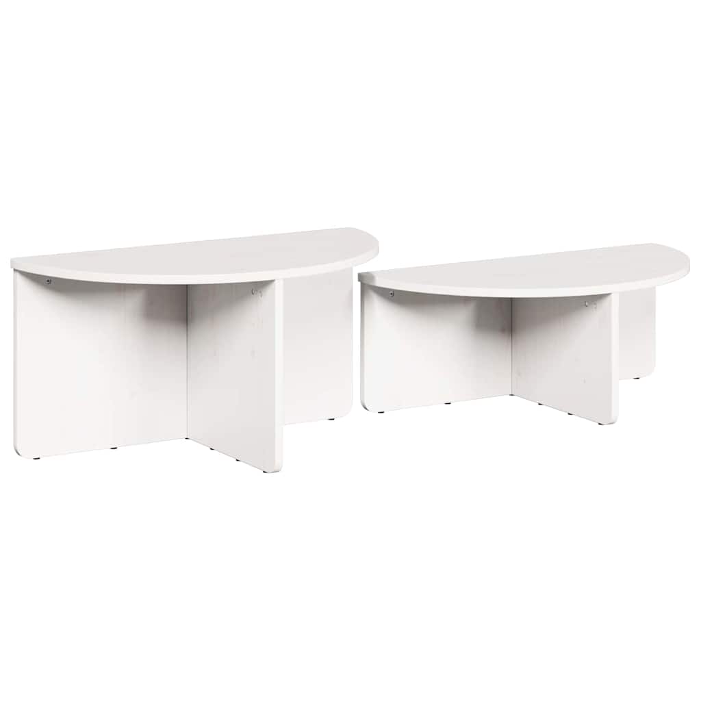 Tavolino da salotto 2 pcs Bianco Legno di pino massello