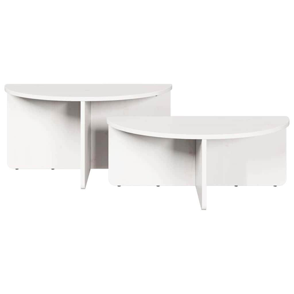 Tavolino da salotto 2 pcs Bianco Legno di pino massello