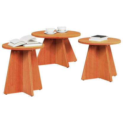 Tavolino da salotto 3 pcs Marrone cerato