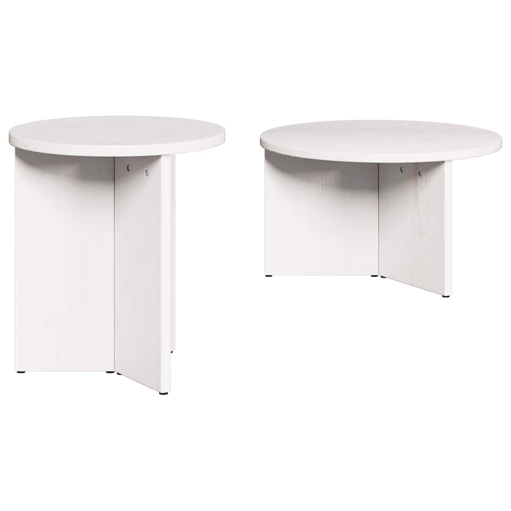Tavolino da salotto 2 pcs Bianco Legno massello di pino