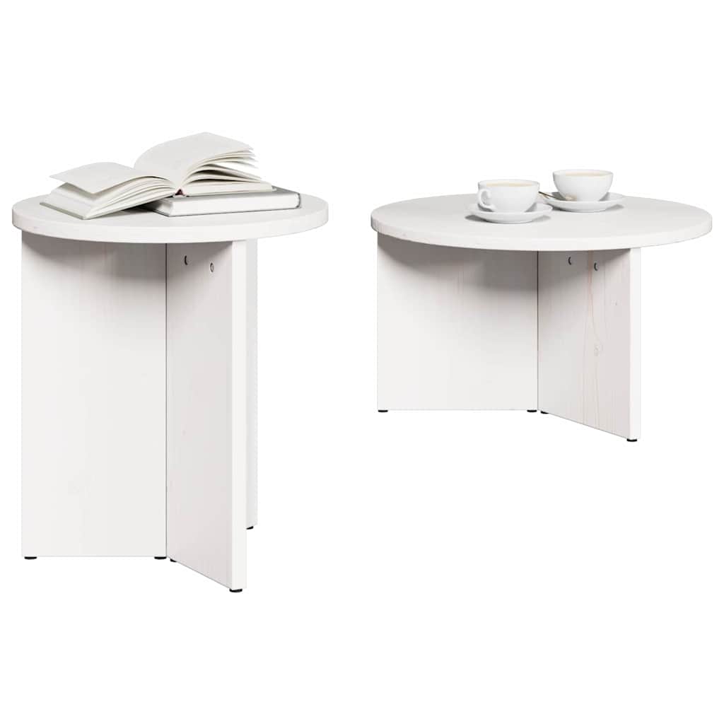 Tavolino da salotto 2 pcs Bianco Legno massello di pino