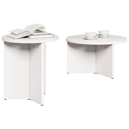 Tavolino da salotto 2 pcs Bianco Legno massello di pino