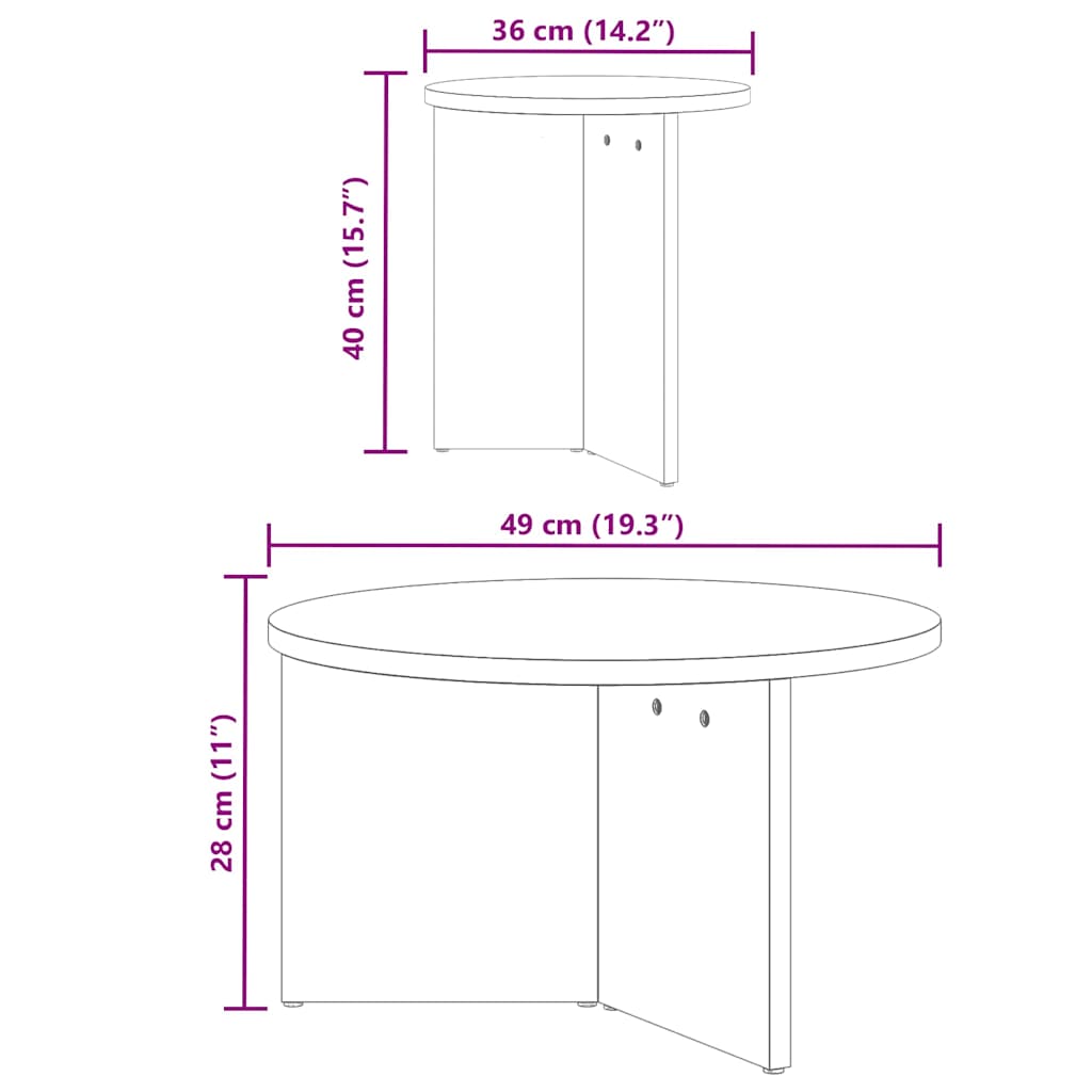 Tavolino da salotto 2 pcs Bianco Legno massello di pino | homemem39