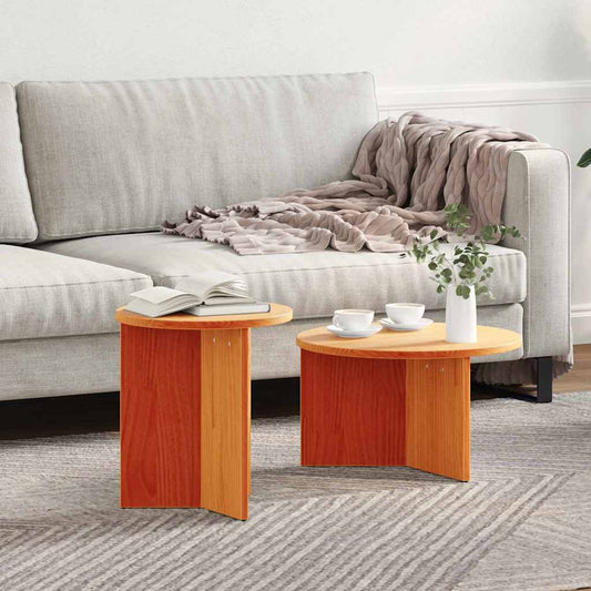 Tavolino da salotto 2 pcs Marrone cerato Legno massello di pino | homemem39