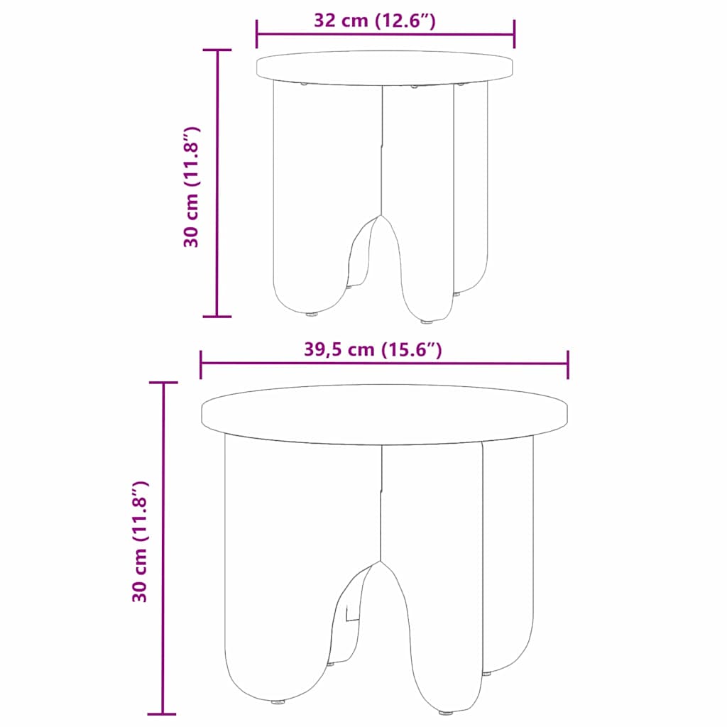 Tavolino da salotto 2 pcs Bianco Legno massello di pino | homemem39