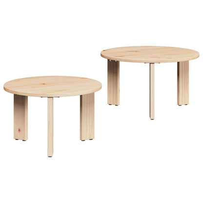 Tavolino da salotto 2 pcs Naturale Legno massello di pino