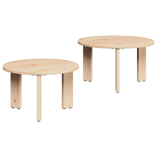 Tavolino da salotto 2 pcs Naturale Legno massello di pino