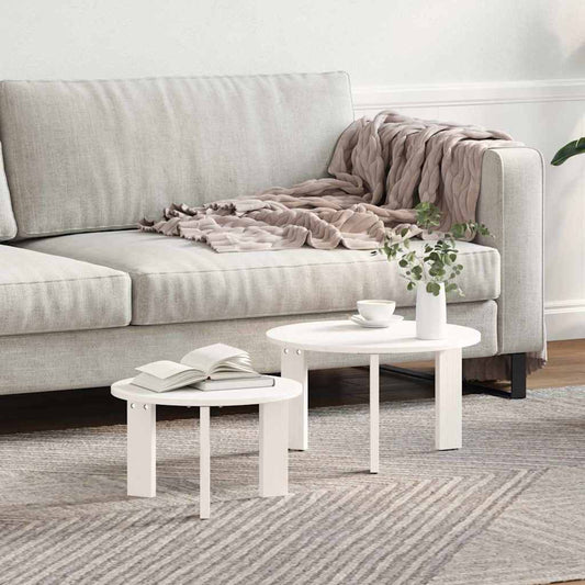 Tavolino da salotto 2 pcs Bianco Legno massello di pino