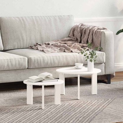 Tavolino da salotto 2 pcs Bianco Legno massello di pino | homemem39