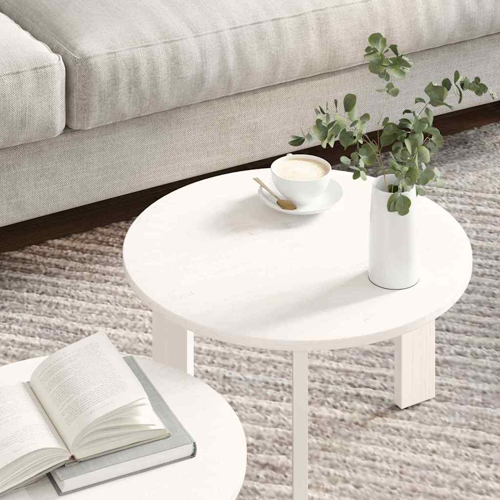 Tavolino da salotto 2 pcs Bianco Legno massello di pino | homemem39