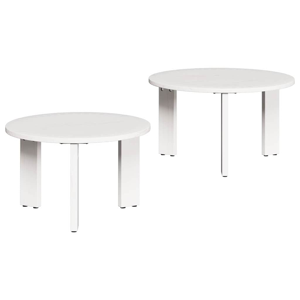 Tavolino da salotto 2 pcs Bianco Legno massello di pino