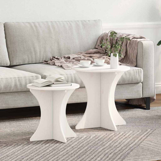 Tavolino da salotto 2 pcs Bianco Legno di pino massello | homemem39