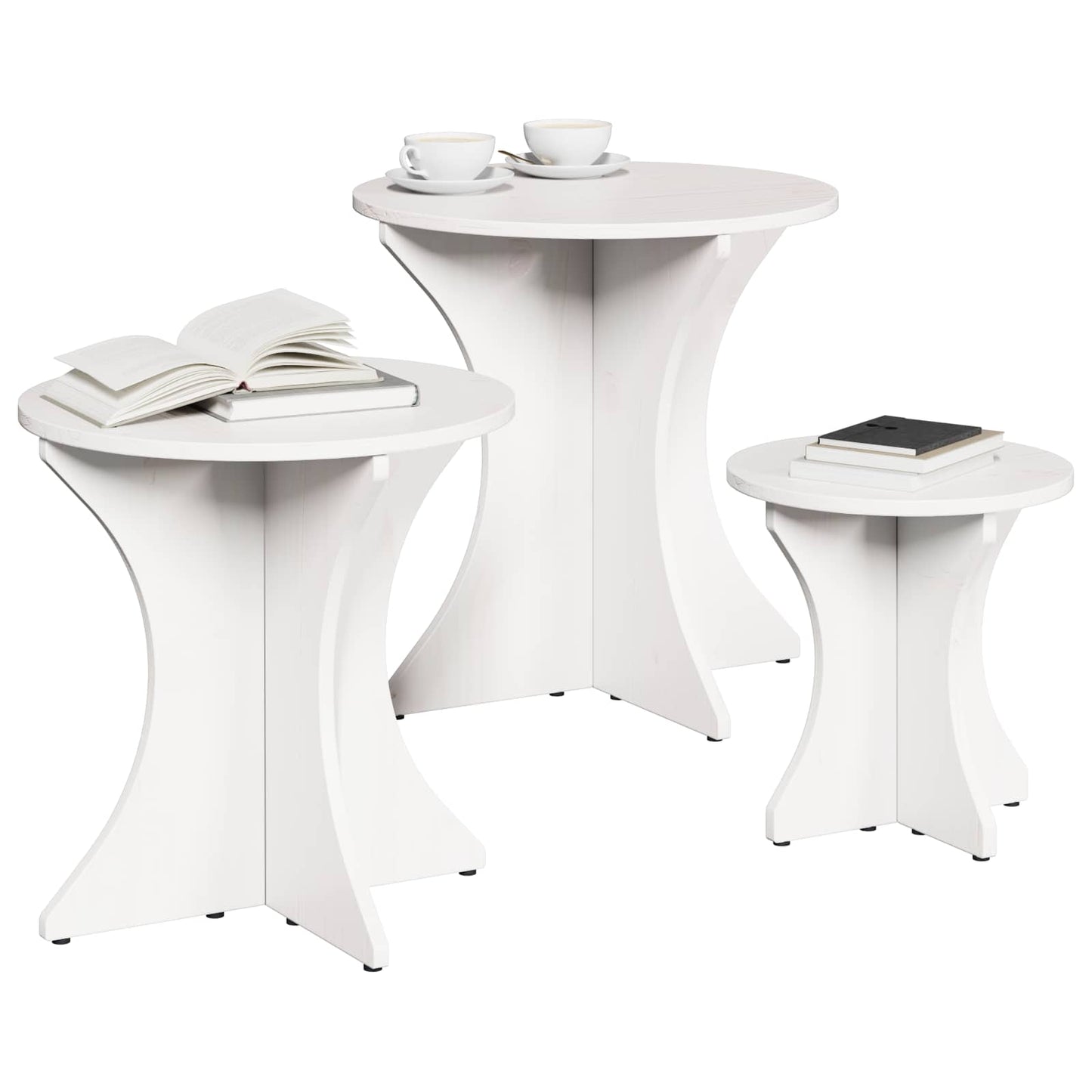 Tavolino da salotto 3 pcs Bianco