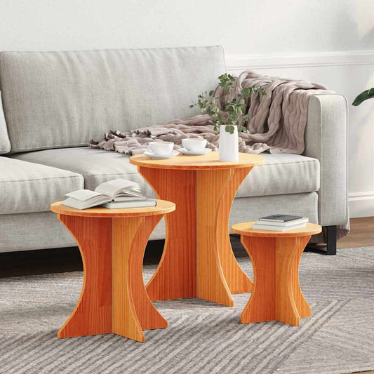Tavolino da salotto 3 pcs Marrone cerato | homemem39