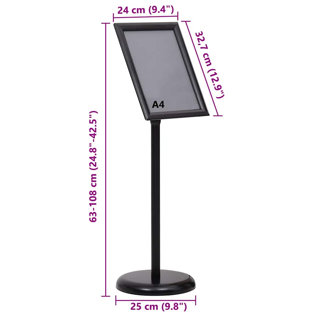 Supporti per poster 2 pcs Nero 32.5 x 24 x 78 cm