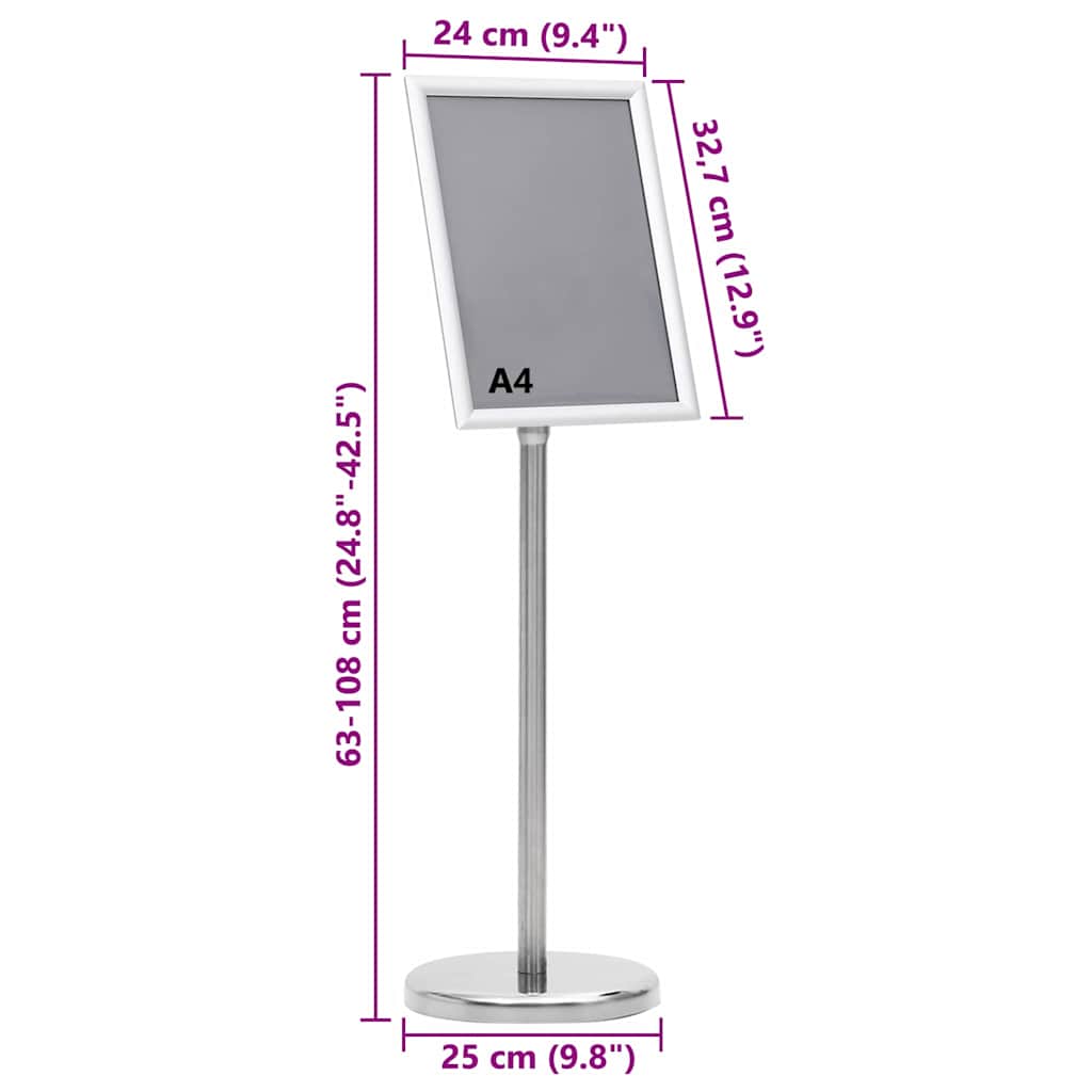 Supporti per poster 2 pcs Argento 32.5 x 24 x 78 cm