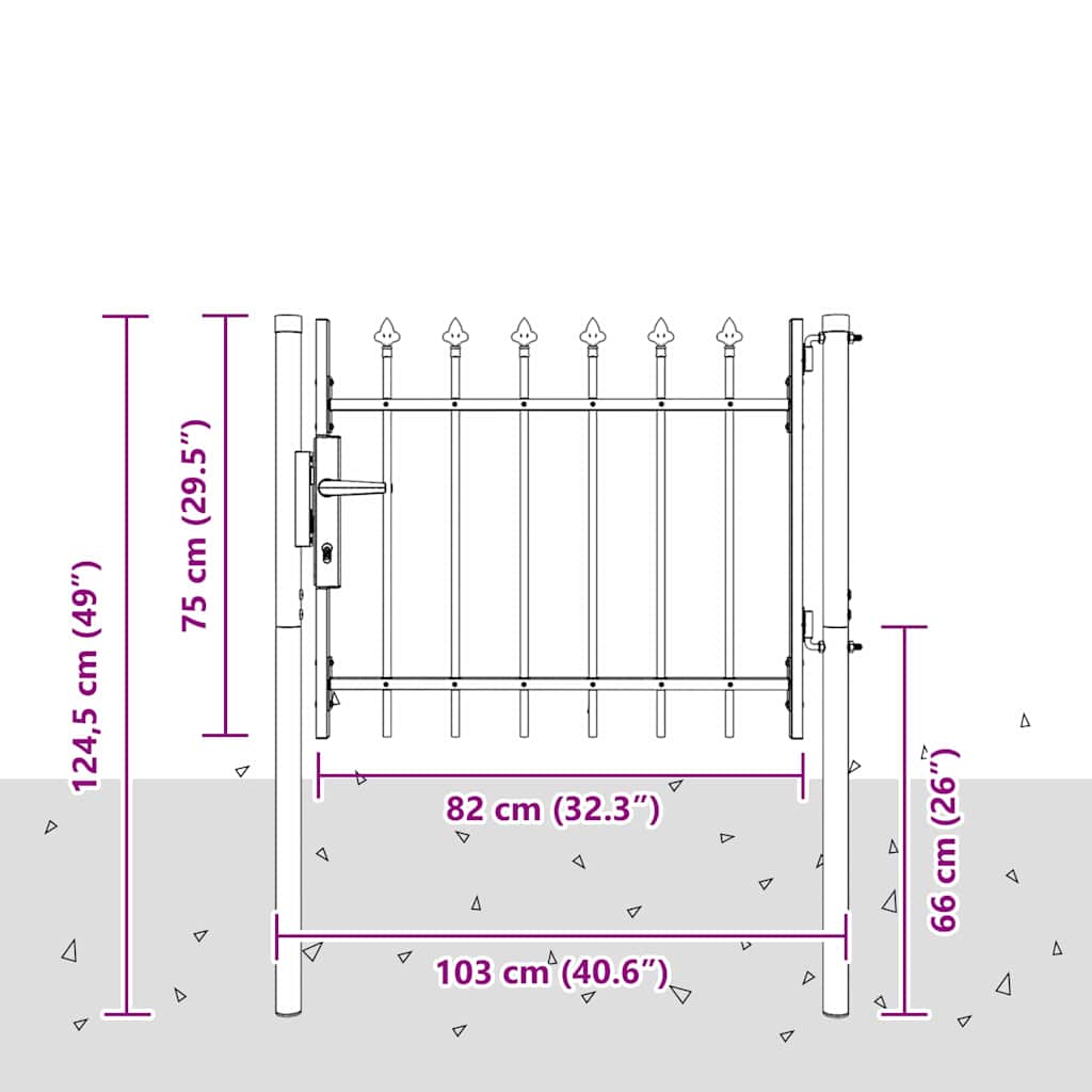 Cancello per recinzione Grigio 100 x 75 cm