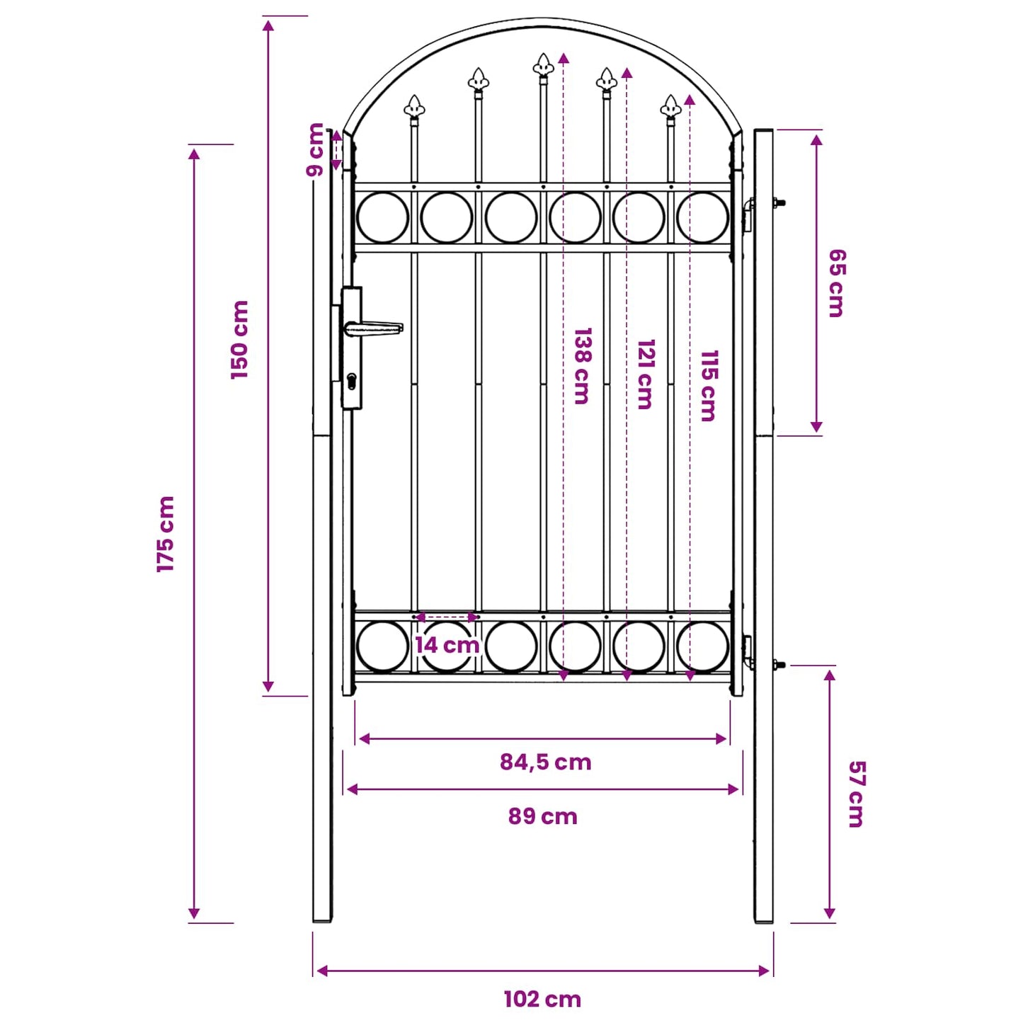 Cancello per recinzione ASSEN 100 x 150 cm | homemem39