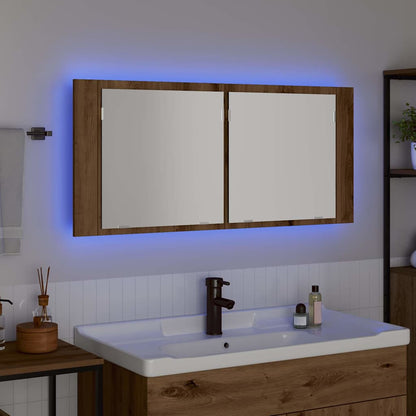 Armadio Specchio LED Rovere artigianale 100 x 12 x 45 cm | homemem39