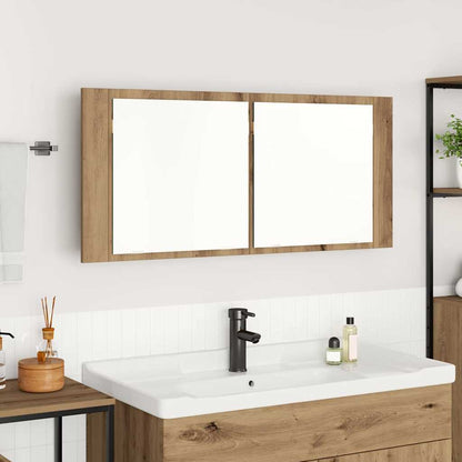 Armadio Specchio LED Rovere artigianale 100 x 12 x 45 cm
