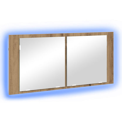 Armadio Specchio LED Rovere artigianale 100 x 12 x 45 cm | homemem39