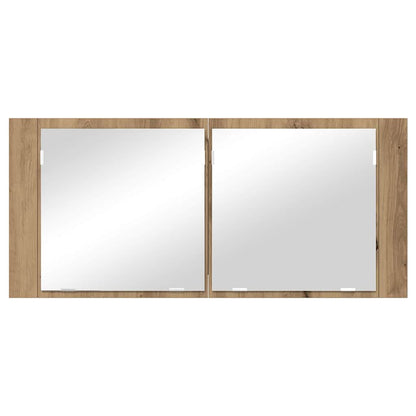 Armadio Specchio LED Rovere artigianale 100 x 12 x 45 cm | homemem39