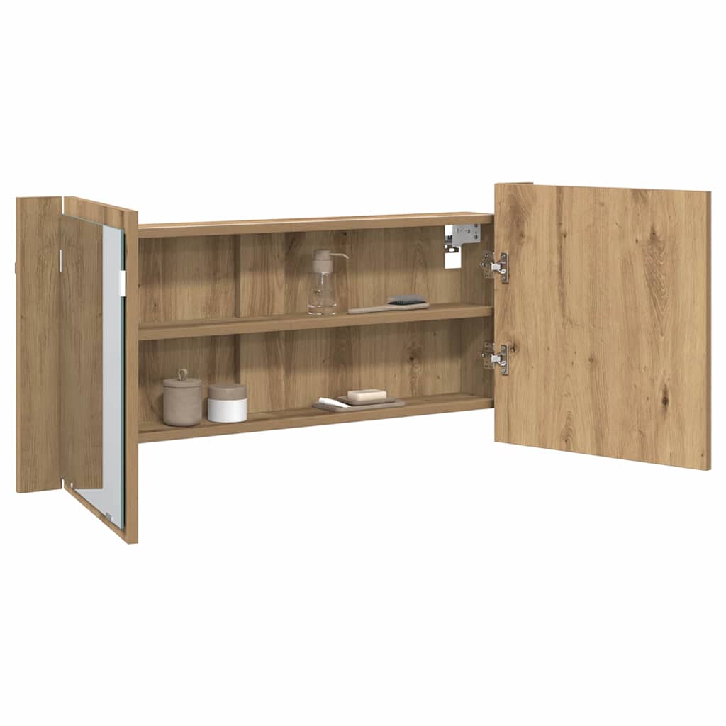 Armadio Specchio LED Rovere artigianale 100 x 12 x 45 cm | homemem39
