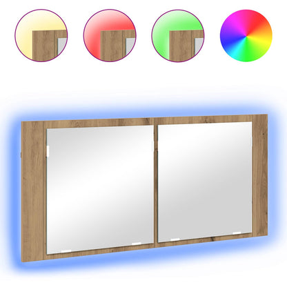 Armadio Specchio LED Rovere artigianale 100 x 12 x 45 cm