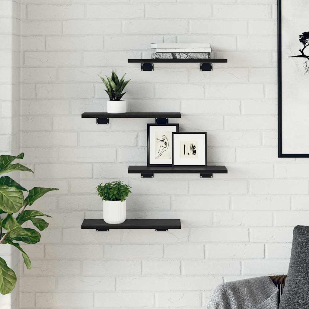 Scaffale 4 pcs Nero 40 x 20 x 1.5 cm Legno multistrato