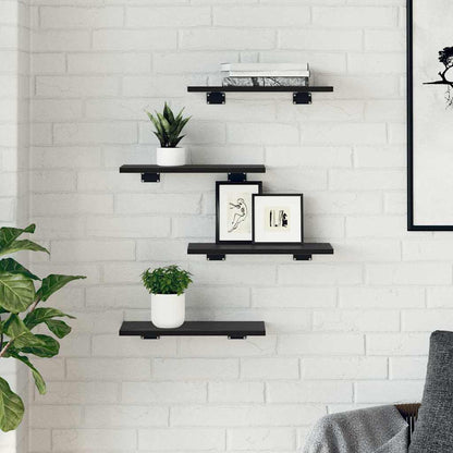 Scaffale 4 pcs Nero 40 x 20 x 1.5 cm Legno multistrato