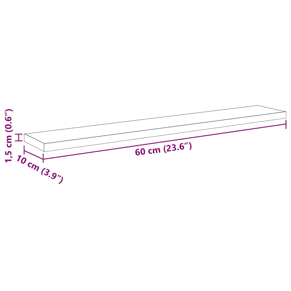 Scaffale 4 pcs Nero 60 x 10 x 1.5 cm Legno multistrato