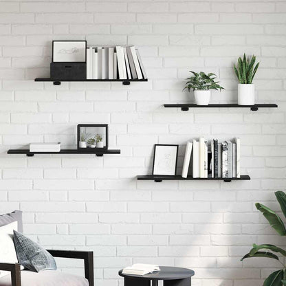 Scaffale 4 pcs Nero 80 x 20 x 1,5 cm Legno multistrato | homemem39