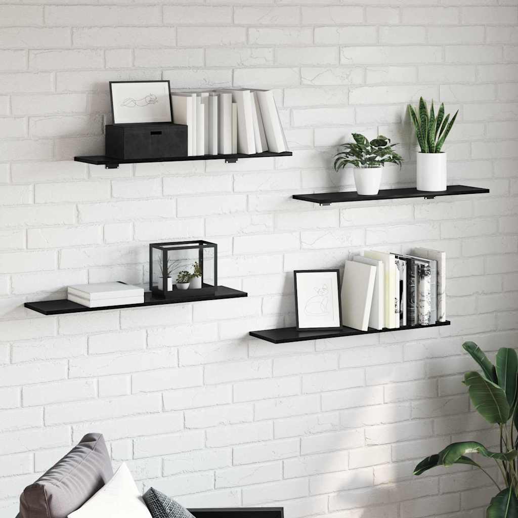 Scaffale 4 pcs Nero 80 x 20 x 1,5 cm Legno multistrato | homemem39