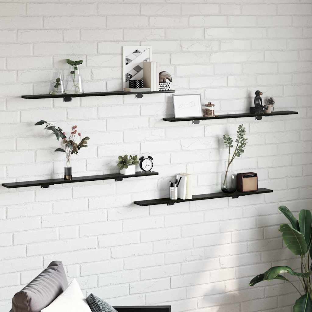 Scaffale 4 pcs Nero 100 x 10 x 1,5 cm Legno multistrato | homemem39