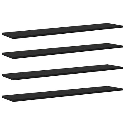Scaffale 4 pcs Nero 100 x 20 x 1.5 cm Legno multistrato