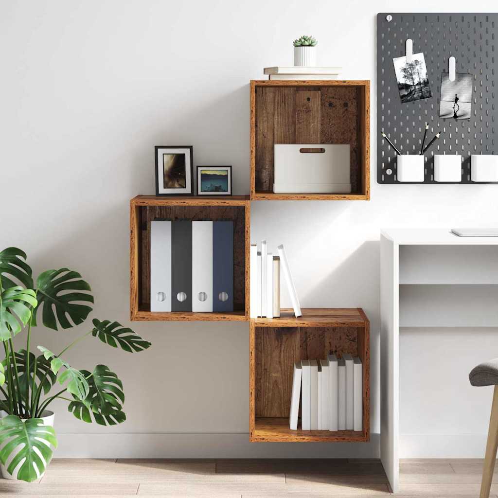 Armadietto a muro con lo scaffale Legno vecchio 37 x 37 x 37 cm