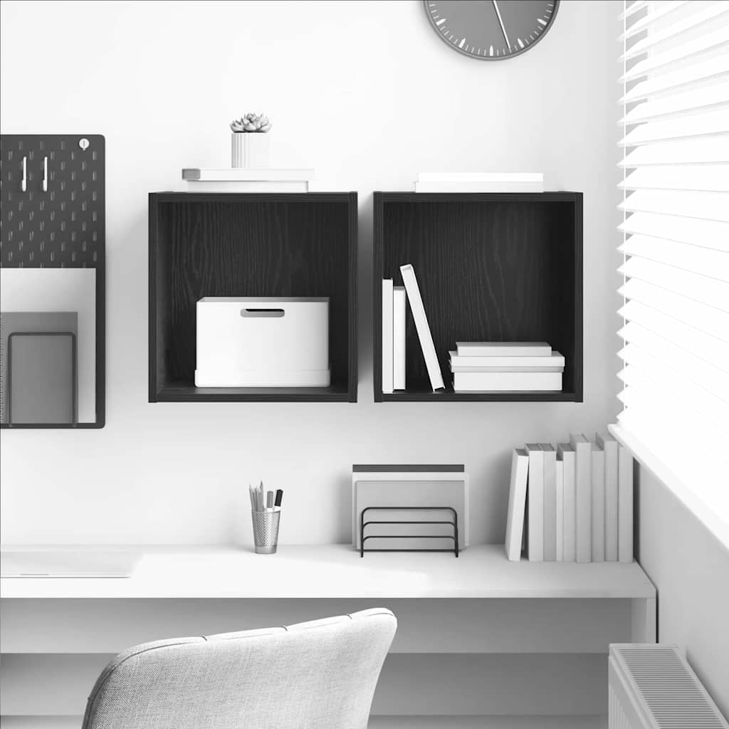 Armadietto a muro 2 pcs Rovere Nero 37 x 37 x 37 cm