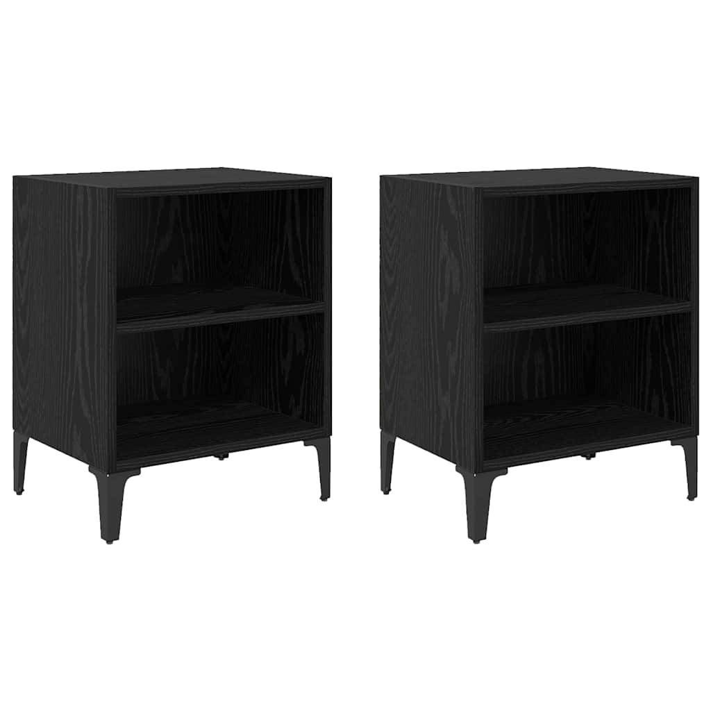 Armadio da Notte 2 pcs Rovere nero 40 x 30 x 50 cm