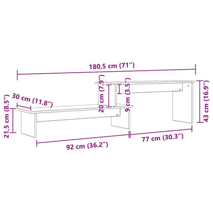 Mobile TV Rovere nero 180 x 30 x 43 cm Legno multistrato