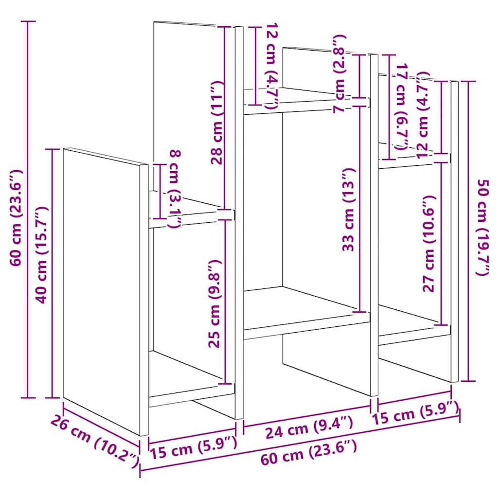 Mobile laterale Rovere nero 60 x 26 x 60 cm Legno multistrato