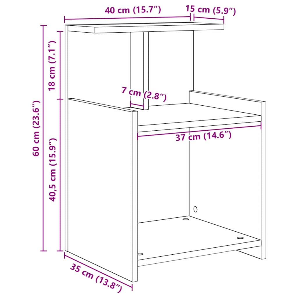 Armadio da Notte rovere artigianale 40 x 35 x 60 cm