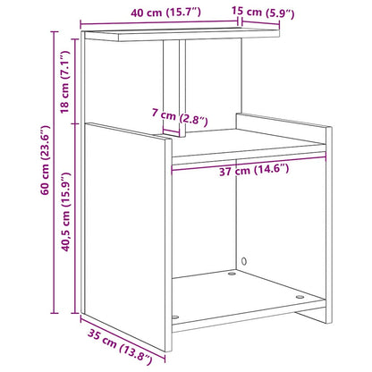 Armadio da Notte Rovere nero 40 x 35 x 60 cm Legno multistrato