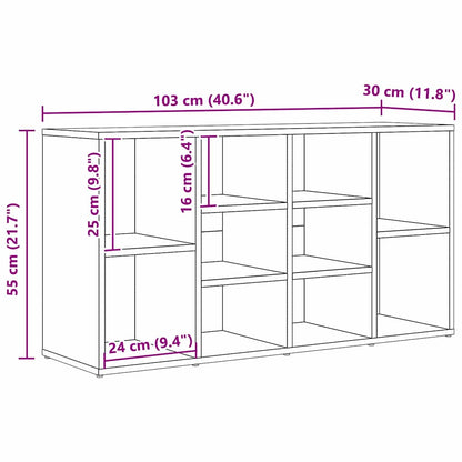 Panca per scarpe con lo scaffale Rovere nero 103 x 30 x 54.5 cm