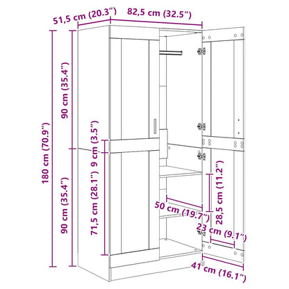 Guardaroba Legno vecchio 82.5 x 51.5 x 180 cm Legno multistrato